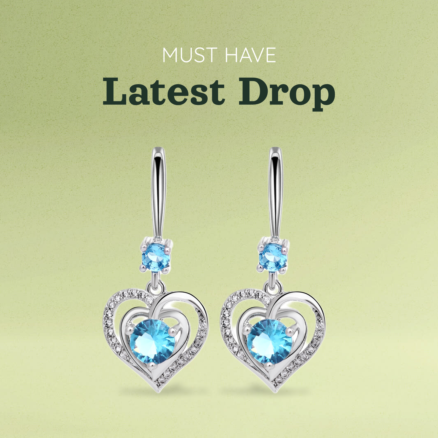 Zircon blue diamond silver earrings