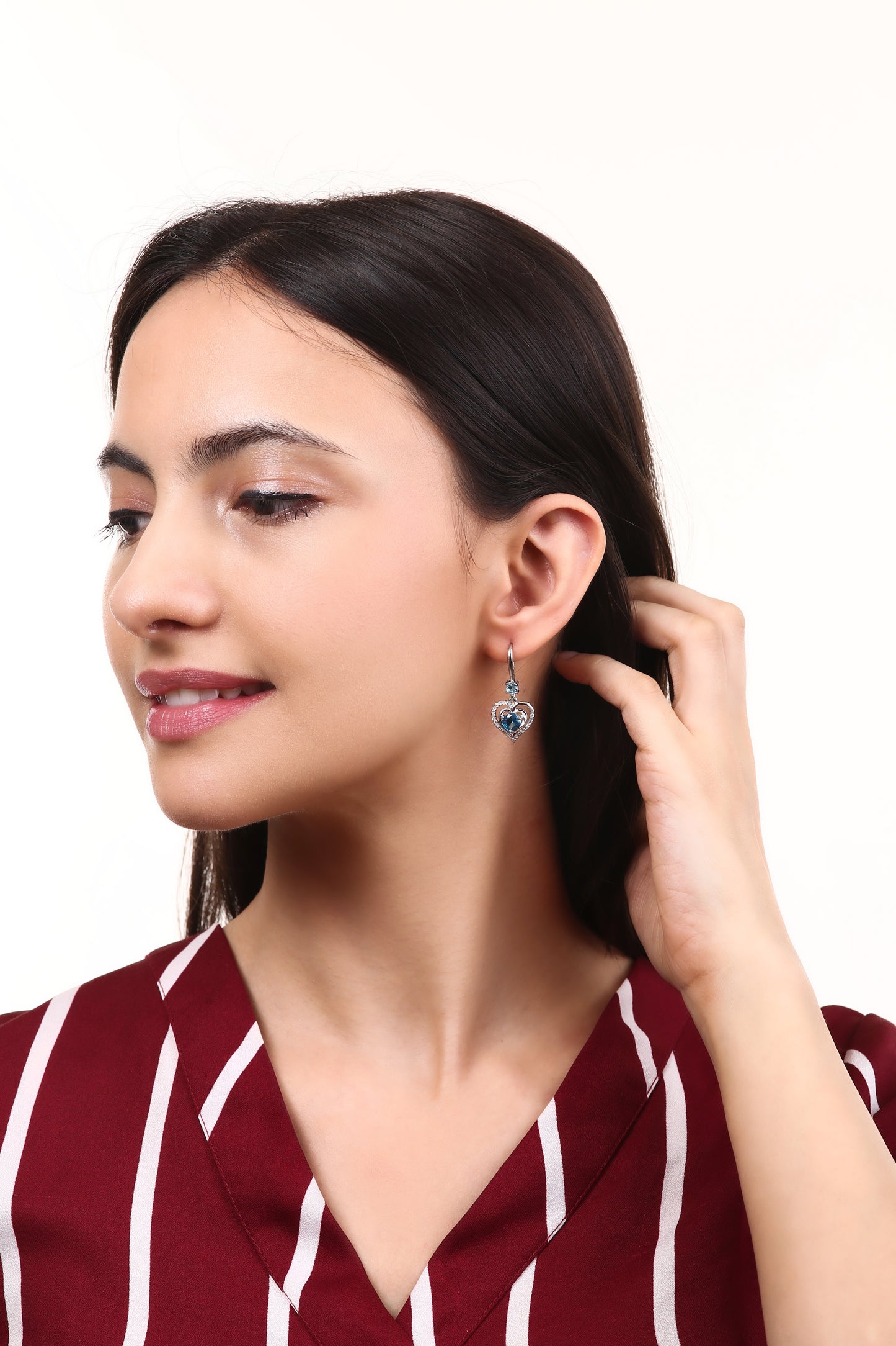 Zircon blue diamond silver earrings