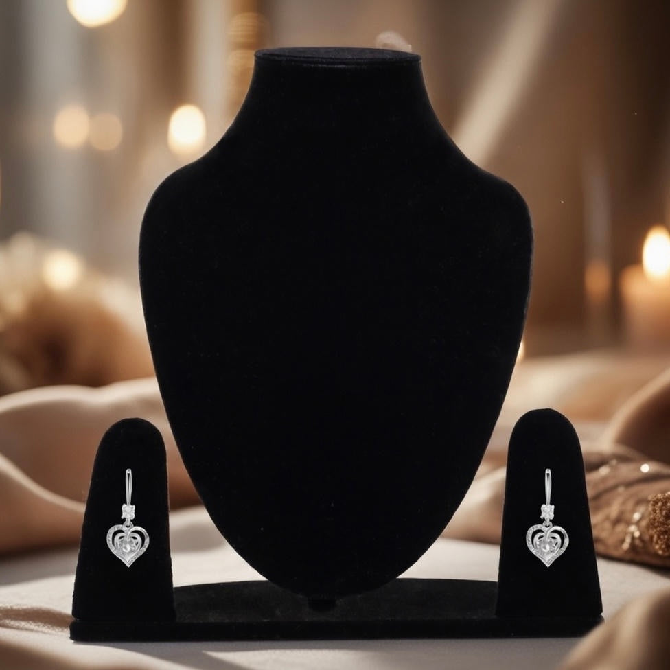 Premium zircon diamond heart earrings for girls & women