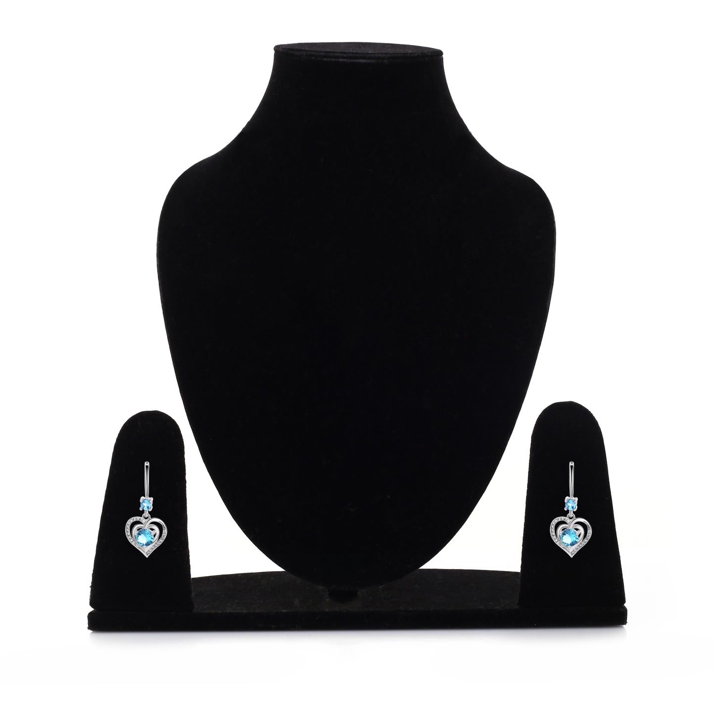 Zircon blue diamond silver earrings