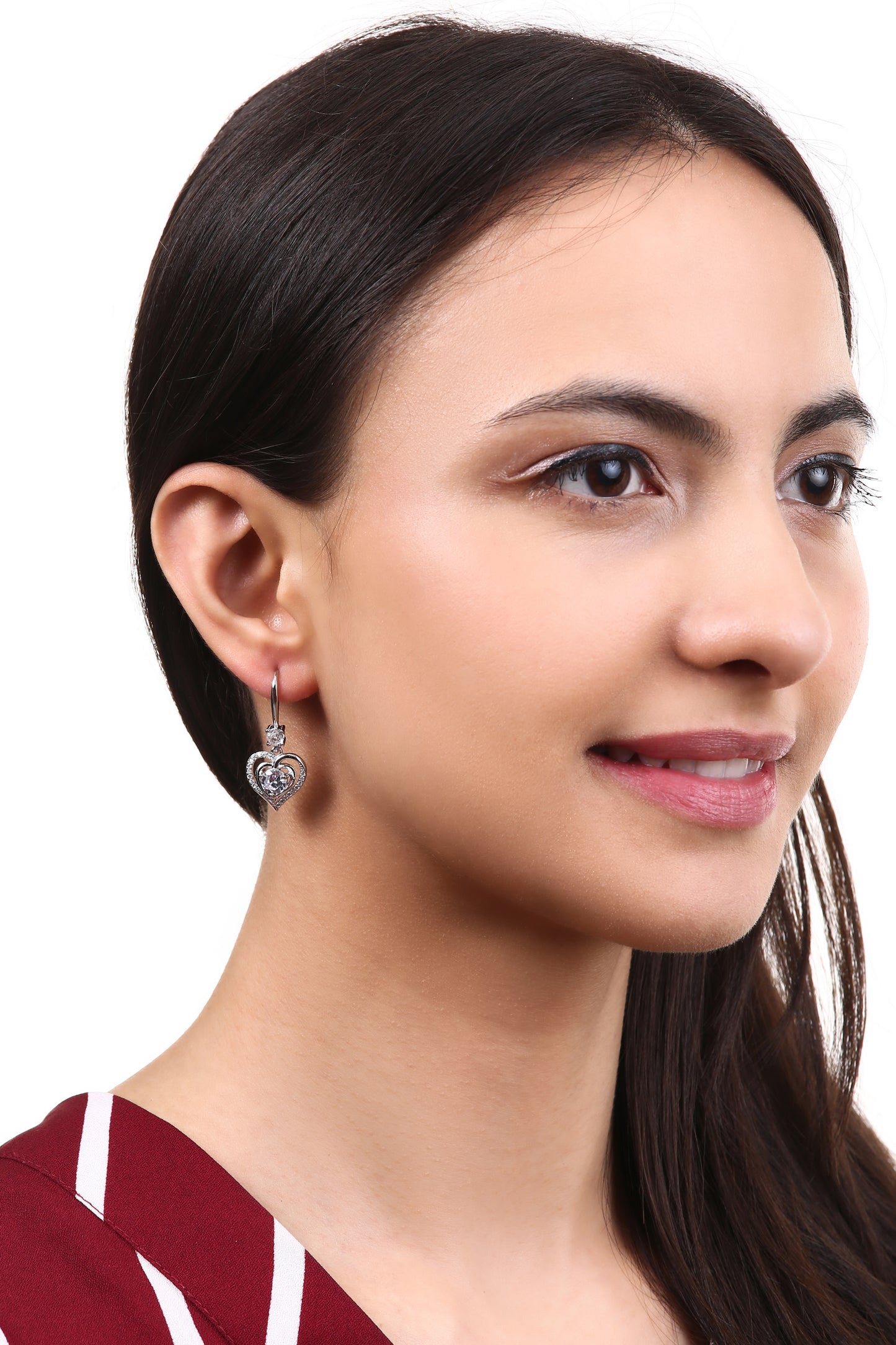 Premium zircon diamond heart earrings for girls & women