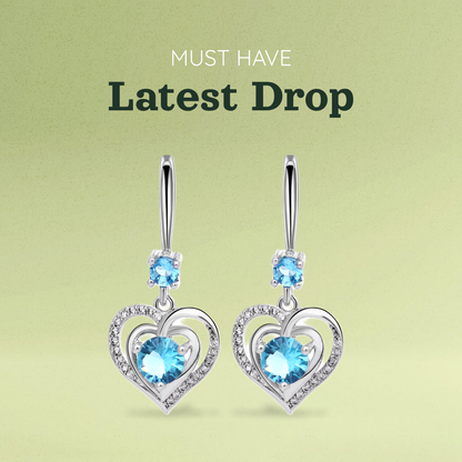Zircon blue diamond silver earrings